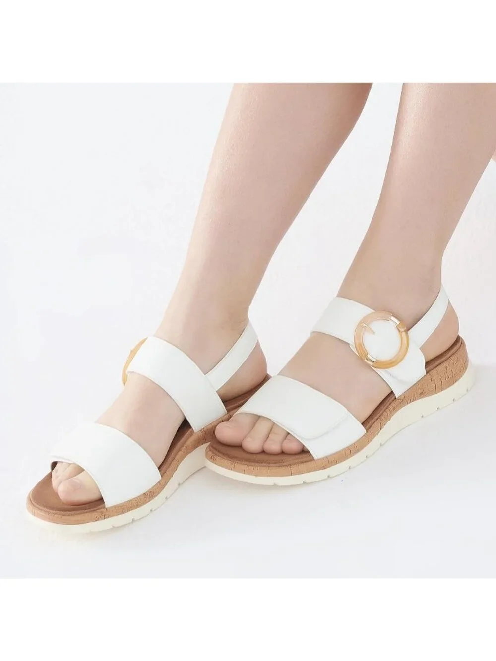 Women's White Summer Open Toe Adjustable Ankle Straps Comfortable Sandals